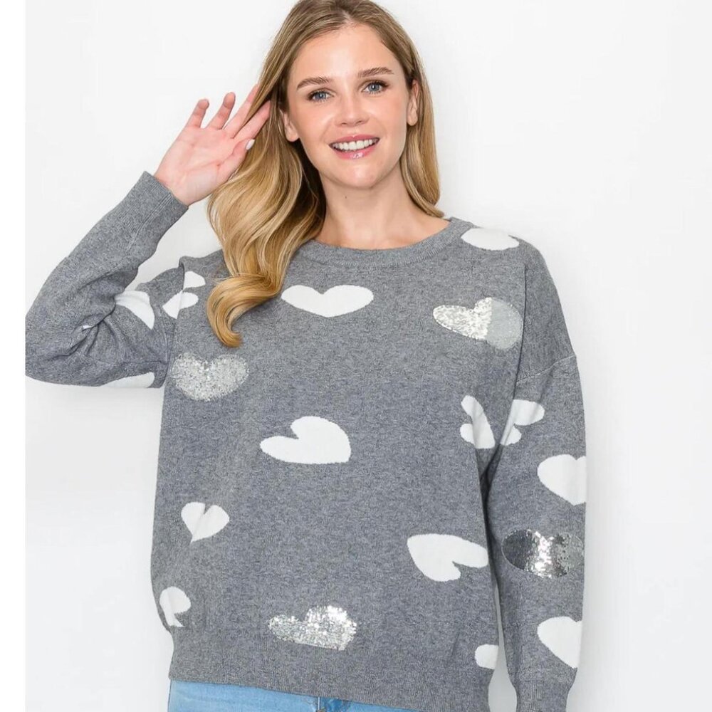 JOH grey sequined knit sweater.